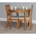 Round Solid Natural Finish Rubberwood Folding Table And 2 Chairs Dining Set