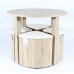 Charles Jacobs Dining Table With Four Cream Stools Set Oak Finish, Space Saver Furniture - Premium Quality