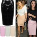 Womens Shiny Pvc Wetlook Back Zip Ladies Bodycon Office Party Celeb Pencil Skirt