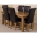 French Rustic Solid Oak 180 Diing Table & 6 Brown Washington Dining Chairs