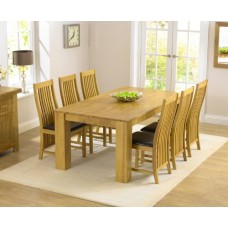 Chunky Solid Wood Tuscany 180cm Dining Table With Six Solid Wood Dining Chairs