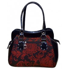 Dark Star Ornate Brocade Cotton/gloss-patent Pvc Handbag Ds/bg/7587 (black/red)