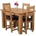 Hermosa Windsor Extendable Dining Table And 4 Lincoln Chairs With Lacquer Finish, Solid Oak, Brown, Small, 120 X 80 X 76 Cm