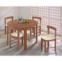 Worldstores Durham Oak 105cm Dining Table With 4 Chairs - 4 Seater Dining Set - Round Dining Table - Rubberwood - Oak Finish - 4x Dining Chairs