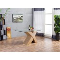 Milano X Oak Effect Glass Dining Table Set 6 Chairs Seater