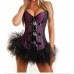 Burlesque Box-burlesque Purple Gothic Punk Biker Corset Basque And Tutu Skirt Fancy Dress Outfit Pvc Trim Buckles-size 14