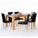Dining Table Set Oak Or Walnut With 4 Or 6 Faux Leather Chairs New Furniture Set (oak, Large - Dining Table And 6 Chairs)