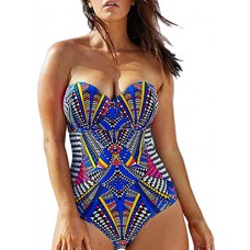 Bestime Womens Sweetheart Bandeau Print One-piece Swimwear Size L
