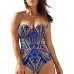 Bestime Womens Sweetheart Bandeau Print One-piece Swimwear Size L
