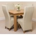 Oslo Solid Oak Square (90 Cm X 90 Cm) Dining Table & 4 Ivory Lola Leather Chairs