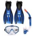 Mask, Snorkel & F52 Fins Scuba Complete Pvc Snorkelling Dive Combo Set (clear Blue, S / M (uk4.5 - Uk8.5))