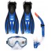 Mask, Snorkel & F52 Fins Scuba Complete Pvc Snorkelling Dive Combo Set (clear Blue, S / M (uk4.5 - Uk8.5))