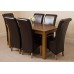 French Rustic Solid Oak 150 Cm Dining Table & 6 Brown Montana Dining Chairs