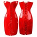 Bslingerie Womens Lace Up Back Shiny Pvc Corset Dress With Mathing Thong Red Size: Uk 12-14 (l)