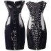 Bslingerie Womens Lace Up Back Shiny Pvc Corset Dress With Mathing Thong Black Size: Uk 12-14 (l)