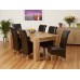 1home Full Solid Oak Dining Table Set With Chunky Legs Room Furniture 200cm (table With 6 Chairs)