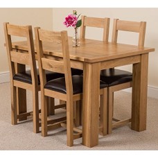 Hampton Solid Oak (120 - 160 Cm) Extending Dining Table & 4 Lincoln Chairs