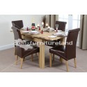 Dorset Solid Oak Extending Dining Table 3ft X 3ft + 4 Brown Scroll Back Leather Chairs