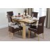 Dorset Solid Oak Extending Dining Table 3ft X 3ft + 4 Brown Scroll Back Leather Chairs