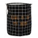 Sea Team Foldable Large Cylindric New Tessellated Canvas Fabric Storage Bin Storage Basket Organizer, Laundry Hamper For Blouse T-shirt Underwear Etc., Black