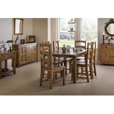 Julian Bowen Mayflower Extending Dining Table And 4-chairs Set With English Oak Finish, Distressed Pine