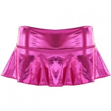 Tiaobug Womens Pantent Leather Pleated Mini Skirt With Inside Panties Clubwear Rose One Size