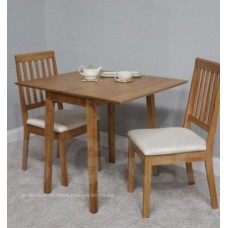 Solid Wood Extending Dining Table + 2 Chairs - Oak Finish