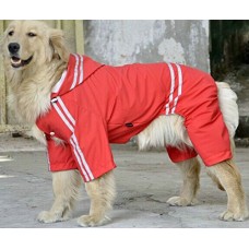 Amss Extra Large Size Waterproof Pet Clothing Heavy Duty Dog Raincoat Hoodies Coat ,neck 58cm - Red