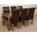 French Rustic Solid Oak 180 Diing Table & 6 Brown Washington Dining Chairs