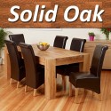 1home Full Solid Oak Dining Table Set With Chunky Legs Room Furniture 200cm (table With 6 Chairs)