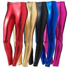 Womens Ladies American Foil Shiny Leggings Disco Stretch Pvc Pants Wet Look 80s Small Medium Large 8 10 12 14 (m/l (12-14), Red)