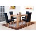 Sherwood 5pc Dining Set In Light Oak With Black Faux Leather Dining Chairs