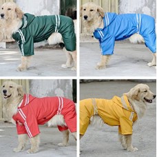 Amss Extra Large Size Waterproof Pet Clothing Heavy Duty Dog Raincoat Hoodies Coat ,neck 52cm - Red