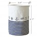 Sea Team Foldable Large Cylindric New Nautical Style Pattern Fabric Storage Bin Storage Basket Organizer, Laundry Hamper For Blouse T-shirt Underwear Etc.