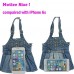 Donalworld Women Mini Crystal Skirt Pattern Jeans Denim Multi Rhinestone Handbags Blue