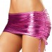 Tiaobug Womens Shiny Metallic Mini Skirt Wet Look Pleated Clubwear Party Dress With Inside Panties Rose