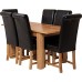 Hermosa Windsor Extendable Dining Table And 6 Washington Chairs With Lacquer Finish, Solid Oak/leather, Black, Small, 120 X 80 X 76 Cm
