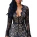 Bestime Womens Sexy Fashion Black Lace Nude Mini Dress Size M