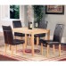 Oakden 5 Pcs Oak Dining Table And 4 X Black Faux Leather High Back Chair Set Wood