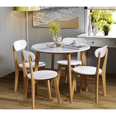 Julian Bowen Tiffany Dining Table Set With 4 Chairs, White/oak Colour
