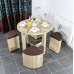 Charles Jacobs Space Saver Dining Table With Four Brown Stools Set Oak Finish - Premium Quality Furniture