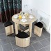 Charles Jacobs Dining Table With Four Black Stools Set Oak Finish, Space Saver Furniture - Premium Quality