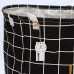 Sea Team Foldable Large Cylindric New Tessellated Canvas Fabric Storage Bin Storage Basket Organizer, Laundry Hamper For Blouse T-shirt Underwear Etc., Black