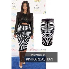 Ladies Kim Kardashian Wet Look Crop Top And Zebra Print Tube Pencil Skirt Set Uk 14 Kim Zebra Pvc Top And Skirt