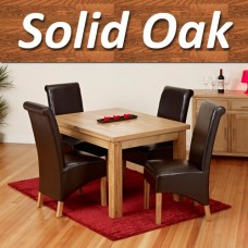 1home Solid Oak Dining Table Dining Room Furniture Extending Extend 120cm To 165cm (table With 4 Chairs)