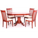Hgg Extending Dining Table And 4 Chairs - Dining Table And 4 Chairs - Round Extending Dining Table - 4 Seater Dining Set - Colour Mahogany