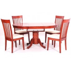 Hgg Extending Dining Table And 4 Chairs - Dining Table And 4 Chairs - Round Extending Dining Table - 4 Seater Dining Set - Colour Mahogany