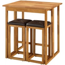 Oak Drop Leaf Breakfast Set With 2 Faux Leather Topped Stools In Natural Oak By Centurion Pine