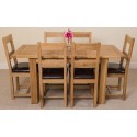 Hermosa Windsor Extendable Dining Table And 6 Lincoln Chairs With Lacquer Finish, Solid Oak, Brown, Small, 120 X 80 X 76 Cm