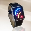 Led Watch Futuristic Japanese Style Multicolor Led Watch With Black Strap - Tells Time By Colourful Arcs Of 29 Individual Leds